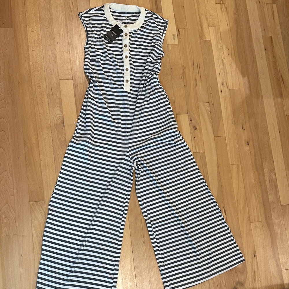 Striped Sleeveless Jumpsuit NWT